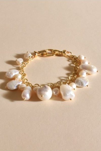 Evelyn Organic Pearl Bracelet - Cream Gold