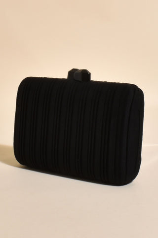 Everleigh Fine Pleat Resin Clasp Clutch - Black