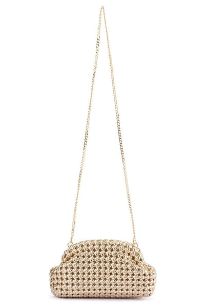 Everly Hand Woven Clutch - Gold