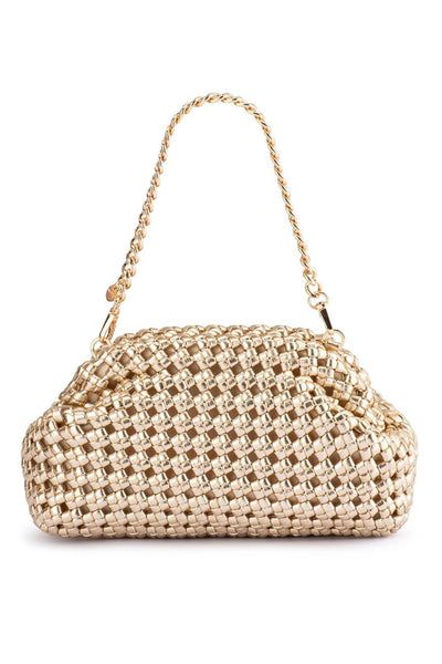 Everly Hand Woven Clutch - Gold