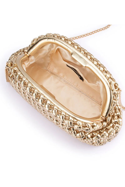 Everly Hand Woven Clutch - Gold