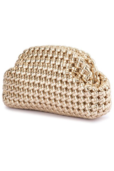 Everly Hand Woven Clutch - Gold