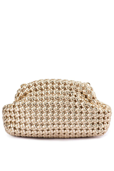 Everly Hand Woven Clutch - Gold