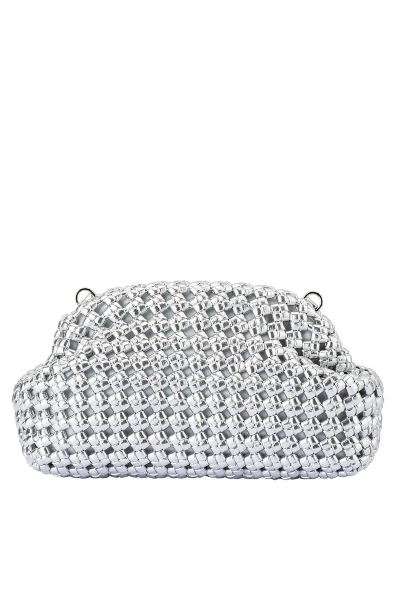 Everly Hand Woven Clutch - Silver
