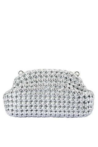 Everly Hand Woven Clutch - Silver