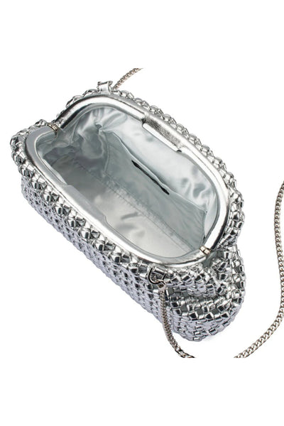 Everly Hand Woven Clutch - Silver