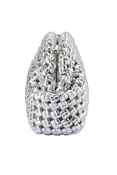 Everly Hand Woven Clutch - Silver