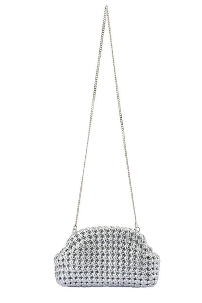 Everly Hand Woven Clutch - Silver