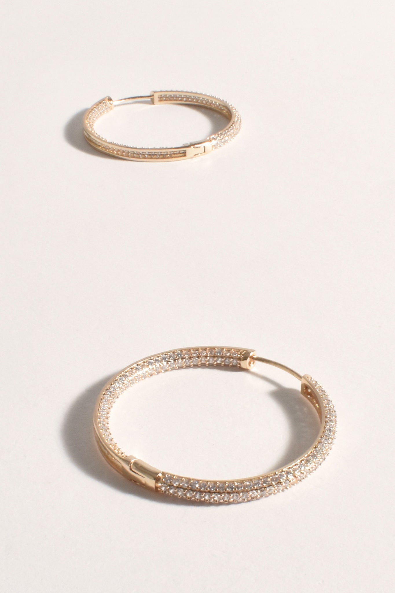Ezra Diamante Encrusted Bling Hoops - Gold Crystal
