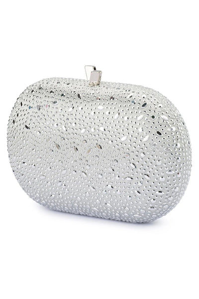 Faye Oval Clutch - Silver