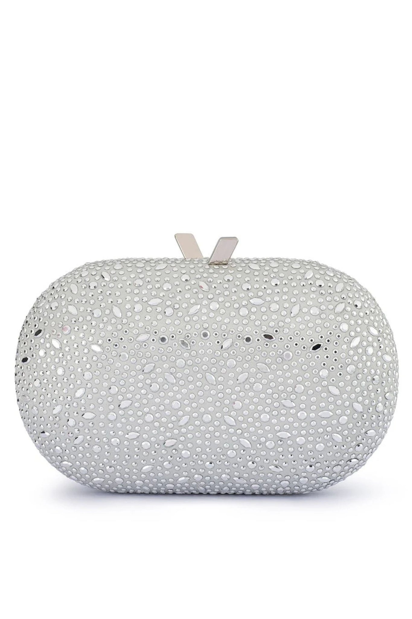 Faye Oval Clutch - Silver