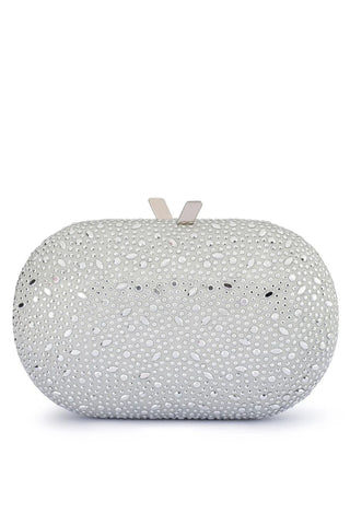 Faye Oval Clutch - Silver