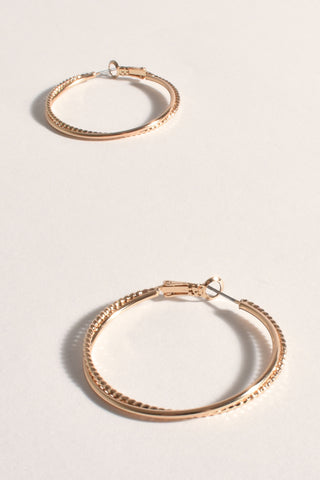 Fine Chain Twist Midi Hoops - Gold