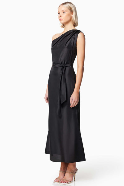 Finesse Silk Midi Dress - Black