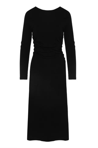 Fit Boat Neck Dress - Black