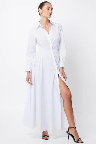 Fixation Maxi Shirt Dress - White SIZE 16 ONLY