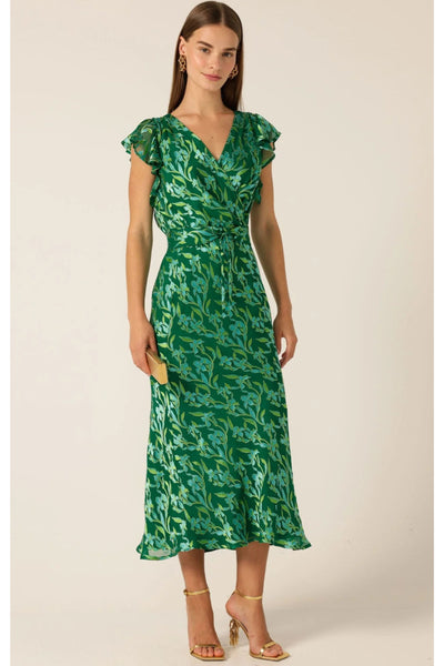 Fleur De Lys Midi Dress - Green Botanical
