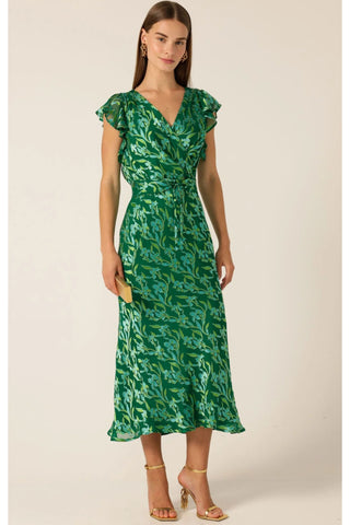 Fleur De Lys Midi Dress - Green Botanical