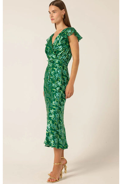 Fleur De Lys Midi Dress - Green Botanical