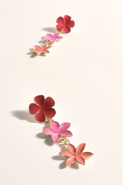 Floral Triad Earrings - Pink Multi