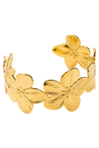 Flower Cuff Bangle - Gold