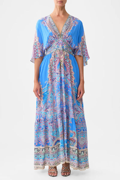 Waisted Dress With Hem Ruffle - Footsteps in Folklore