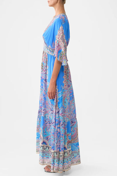 Waisted Dress With Hem Ruffle - Footsteps in Folklore