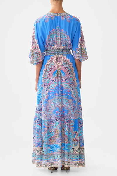 Waisted Dress With Hem Ruffle - Footsteps in Folklore
