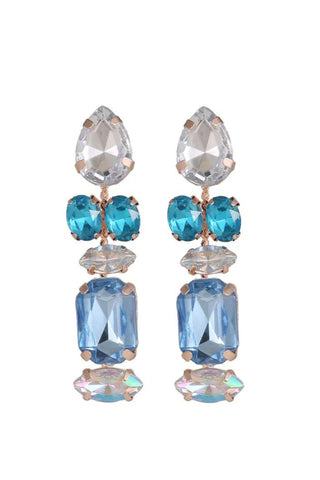 Francis Crystal Drop Event Earrings - Blue