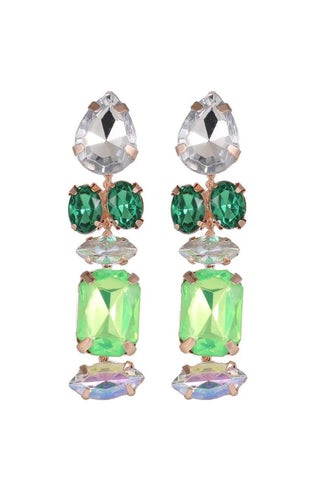 Francis Crystal Drop Event Earrings - Green