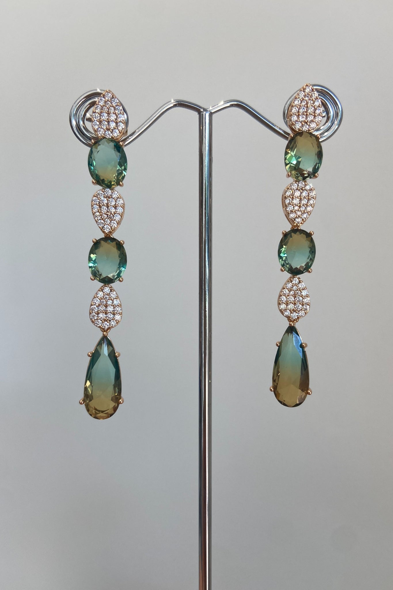 Francis Crystal Drop Event Earrings - Khaki