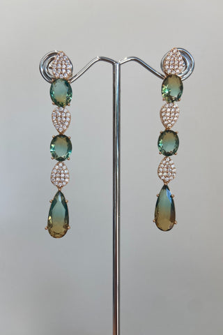 Francis Crystal Drop Event Earrings - Khaki