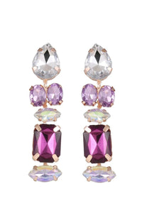 Francis Crystal Drop Event Earrings - Purple