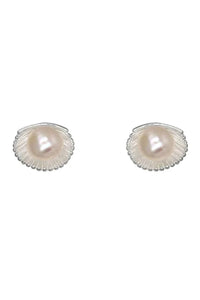 Shell Freshwater Pear Earrings - Silver