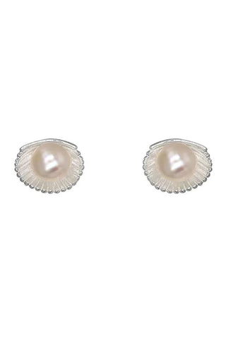 Shell Freshwater Pear Earrings - Silver