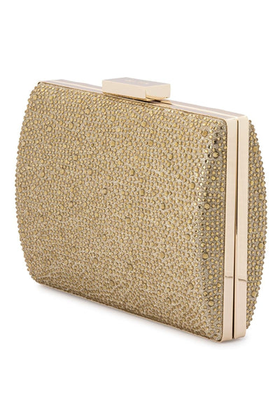 Gabby Metallic Hot Fix Clutch - Gold