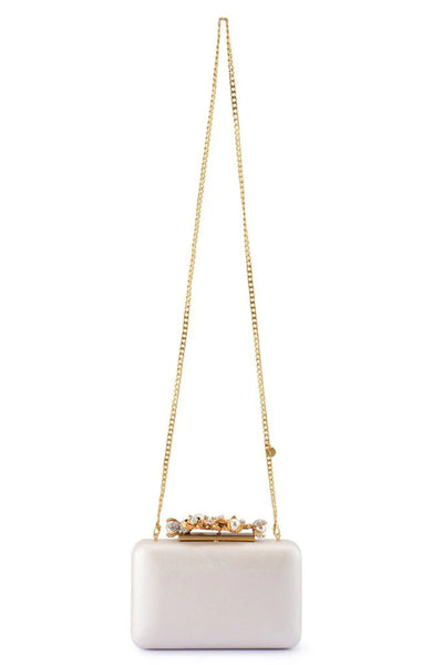 Gabriel Pearl Embellished Clutch - White