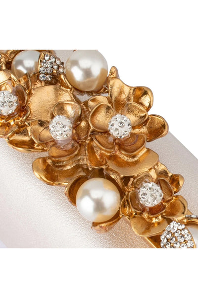 Gabriel Pearl Embellished Clutch - White
