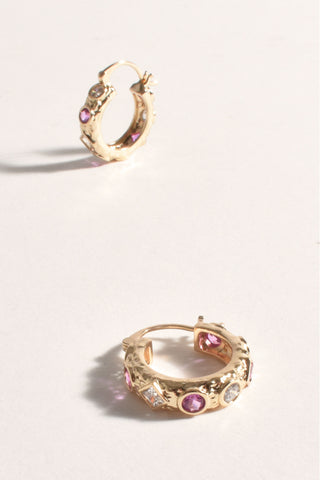 Geo Shapes Mini Hoops - Pink Gold
