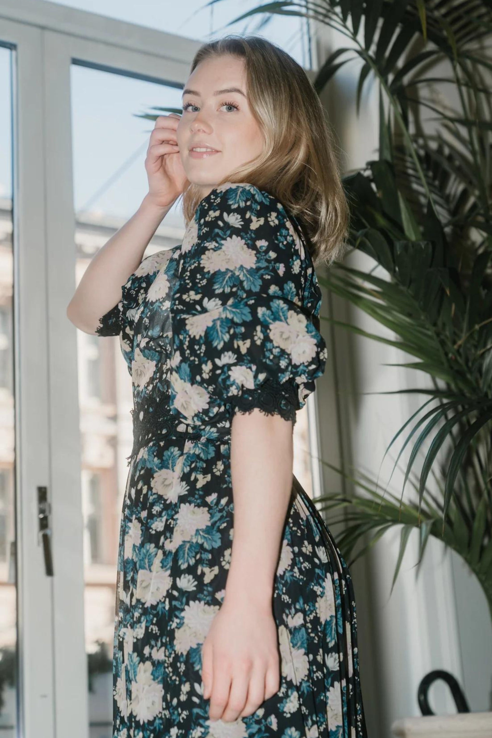 BYTIMO AUSTRALIA Georgette Lace Dress - Midnight Navy Floral