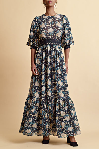 Georgette Lace Dress - Midnight Navy Floral