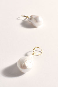 Large Freshwater Pearl French Hook Earrings - Gold