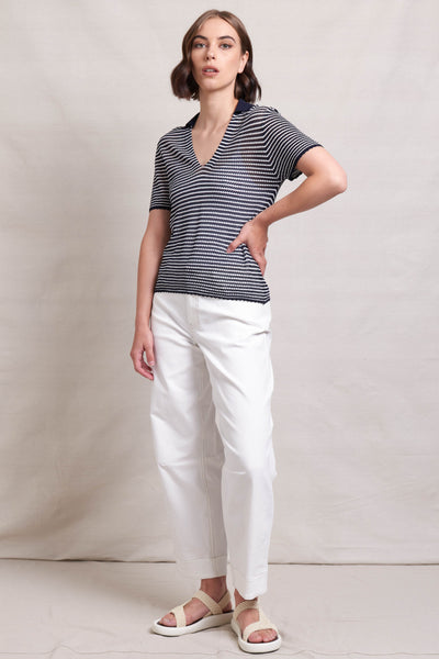 Good Yarn Knit Polo - Ink Stripe