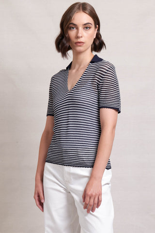 Good Yarn Knit Polo - Ink Stripe