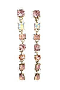 Grace Crystal Pearl Drop Event Earrings - Pink