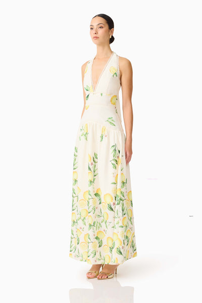 Hana Halter Gown - Yellow Multi