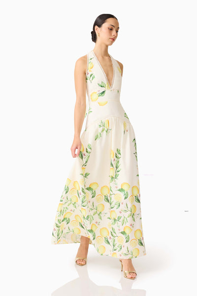 Hana Halter Gown - Yellow Multi