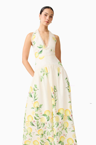 Hana Halter Gown - Yellow Multi
