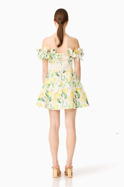 Hana Off The Shoulder Mini Dress - Yellow Multi