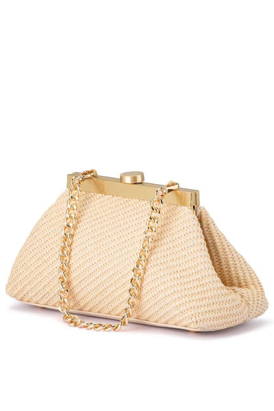 Hanna Woven Straw Clutch - Natural